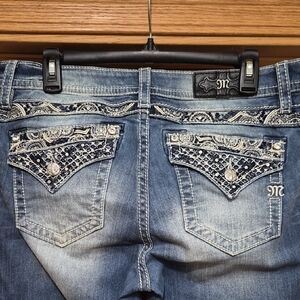Miss Me Blue Boot Cut Jeans with Silver Embellishments